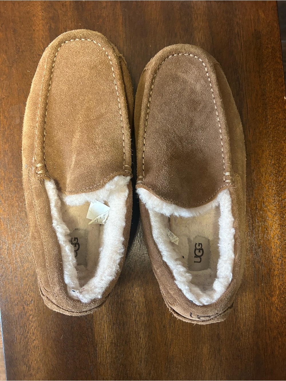 UGG Men's Chestnut Suede Shearling-Lined Slip-Ons